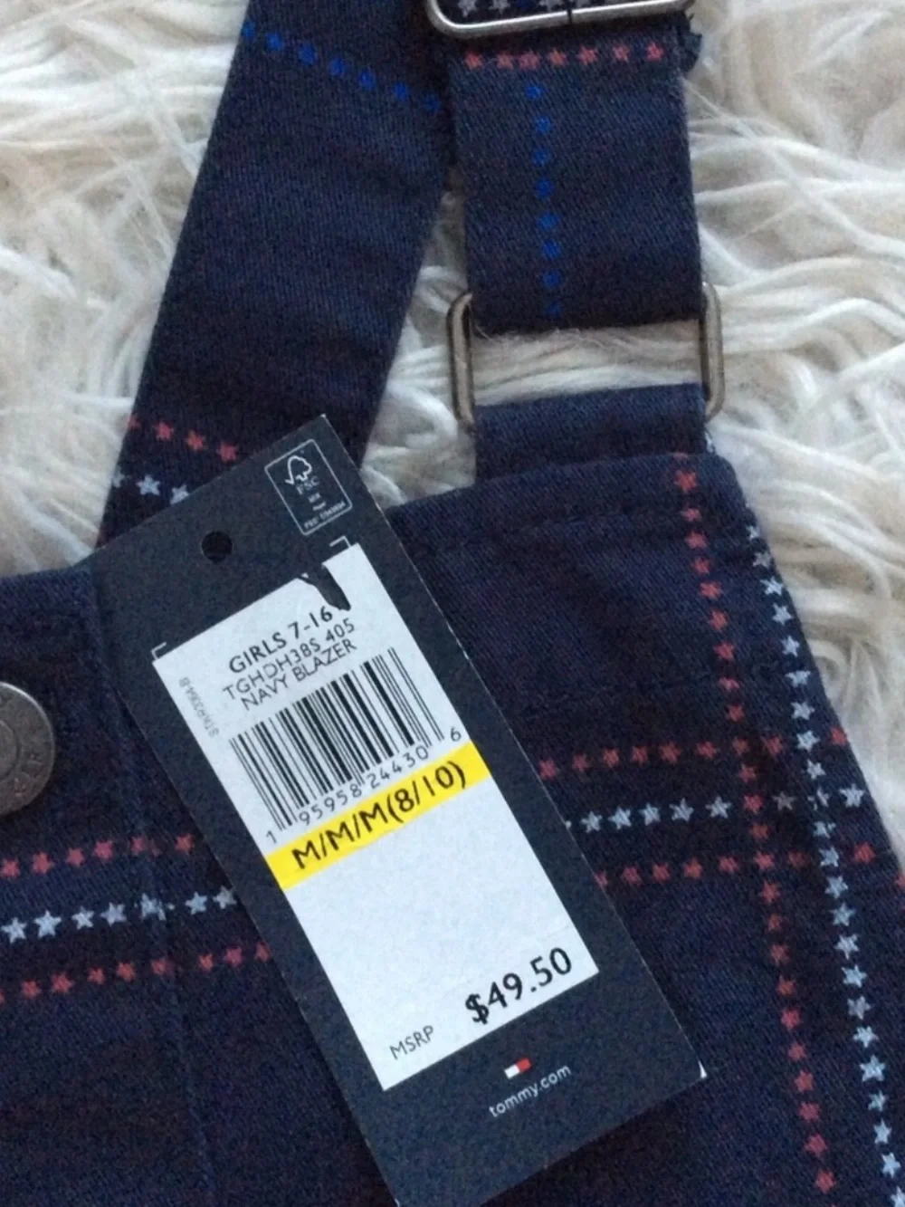 NWT Tommy Hilfiger Girl’s Plaid Twill Overall Dress